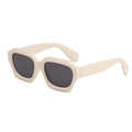 Lunettes de soleil rétro hip-hop avec monture hexagonale beige mat et verres foncés - Monture Beige Verres Gris