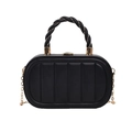 Sac à main matelassé en acrylique noir avec poignée tressée et chaîne dorée - Noir