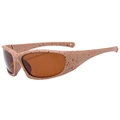 Lunettes de soleil de sport avec monture beige mate et motif moucheté rouge-bleu - E07 Y-3 / C4 Monture Café Lentille Thé (Éclaboussures Rouge et Bleu)