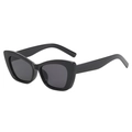 Classic black small cat-eye sunglasses with thick retro frames for a trendy vintage look - Black Frame Grey Lens
