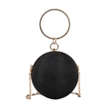 Spherical rhinestone evening bag in black with gold hardware and a round ring handle - Black