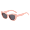 Chic pink cat-eye sunglasses with dark lenses and wide temples for a trendy retro look - Pink Frame Grey Lens
