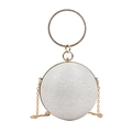 Sparkly silver spherical evening bag with rhinestones and gold ring handle - Silver