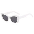 Retro small white cat-eye sunglasses with dark grey lenses for a chic vintage look - Solid White Frame Grey Lens