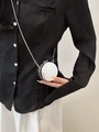 Mini borsa rotonda in acrilico bianco con tracolla a catena per rossetto e trucco - Argento
