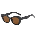 Retro cat-eye sunglasses with thick black frames and tinted brown lenses for women - Black Frame Tea Lens