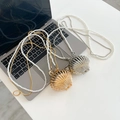 Chic metallic shell clutch bags in gold and silver with pearl and chain straps - Gold/Silver Combination Set