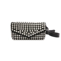 Marsupio nero alla moda con strass, patta a V e fibbia in metallo argentato - Nero