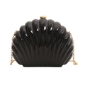 Elegant black shell evening clutch bag with high-gloss acrylic finish and gold chain - Black