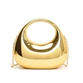 Schicke goldene halbkreisförmige Acryl-Clutch mit Spiegeleffekt und Metallkette - Gold