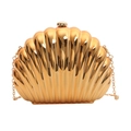 Golden seashell clutch bag with metallic finish and delicate chain for evening events - Gold
