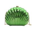 Metallic green shell evening bag with golden chain strap and shell-shaped texture - Green
