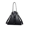 Borsa a mano triangolare nera da donna con chiusura a coulisse e tracolla regolabile - Nero