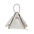 Triangle white handbag with silver rhinestones and detachable shoulder strap - White
