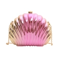 Pink and gold gradient shell evening bag with metallic finish and gold chain strap - Iridescent Purple