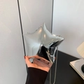 Star-shaped acrylic evening clutch bag in bright silver metallic finish with chain strap - Silver