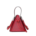 Modern red triangle handbag with silver stud embellishments and top handle - Red