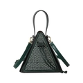 Dark green triangular handbag with silver rhinestones and gold-tone hardware - Green