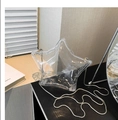 Transparent star shaped acrylic crossbody bag with silver metal chain strap - Clear
