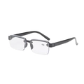 Lunettes de lecture classiques à demi-monture noire avec verres HD +2,00 sur fond blanc - +1,00 Dioptrie / Noir Brillant