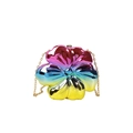 Bolso de fiesta iridiscente en forma de flor con cadena dorada y tonos degradados - Degradado Arcoíris