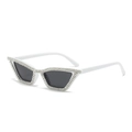 Fashion cat-eye sunglasses with white frame and sparkly rhinestone detailing - White Frame Dark Grey Lens