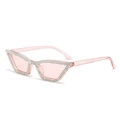 Classic small cat eye sunglasses for women with pink frames and rhinestone edges - Transparent Pink Frame Pink Lens