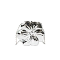 Bolso de fiesta con forma de flor plateada con acabado metálico brillante y cadena - Plateado