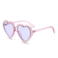 Lunettes de soleil cœur rose avec strass monture transparente et verres violets - Monture violette transparente verres violets