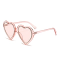 Lunettes de soleil roses en forme de cœur avec strass brillants pour style femme - Monture rose transparente verres roses
