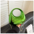 Chic emerald green acrylic clutch bag with a round handle and gold chain strap - Small with Chain / Green