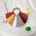 Borsa a tracolla in paglia a righe arcobaleno per le vacanze estive al mare colorata - Colorato Grande