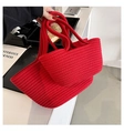 Detail of red cotton rope woven handbags in two sizes for casual outings and summer use - Small Red