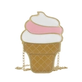 Sac bandoulière mignon en forme de glace avec crème rose et chaîne dorée - Crème Glacée (Bord Blanc)