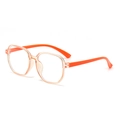 Fashionable oversized hexagonal glasses frame in peach orange with blue light blocking lenses - Orange Frame Orange Temples