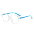 Occhiali anti-luce blu per bambini con montatura tonda e stanghette blu acceso - Montatura Trasparente Aste Blu (C4)