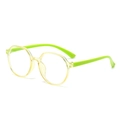 Kids round blue light blocking glasses in translucent yellow and bright green - Transparent Green Frame Green Legs (C6)