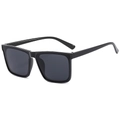 Classic large square black frame sunglasses with dark grey lenses for fashion - D18 Z-2 / Black Frame Grey Lens