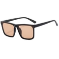 Modern oversized square sunglasses with black frame and light brown transparent lenses - D18 Z-2 / Black Frame Light Tea Lens