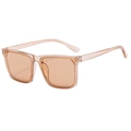 Chic oversized square sunglasses with peach transparent frame and tinted lenses - D18 Z-2 / Light Tea Frame Light Tea Lens