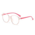 Kids pink transparent anti-blue light polygon glasses with lightweight plastic frame - C5 Pink Frame Pink Legs / Anti blue light