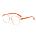 Kids geometric anti-blue light glasses with stylish orange frames and clear lenses - C7 Orange Frame Orange Legs / Anti blue light