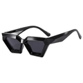 Polygonal geometric sunglasses with black chunky frame and UV protection dark lenses - Black Frame Grey Lens