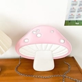 Cute pink and white mushroom-shaped chain crossbody bag made of premium PU leather - Pink