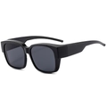 Polarisierte übergroße schwarze quadratische Sonnenbrille mit breiten Bügeln zum Autofahren - D18 Z-2 / Sand schwarzer Rahmen graue Gläser
