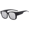 Moderne quadratische Polarisierte Sonnenbrille mit schwarzem Rahmen und Silbergläsern - D18 Z-2 / Schwarzer Rahmen Silberspiegel