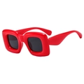 Chunky red inflatable style oversized sunglasses with dark UV protection lenses - D18 Z-2 / Red Frame Grey Lens