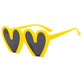 Trendy heart shaped sunglasses with bright yellow frames and dark lenses for summer party - Yellow Frame Grey Lens