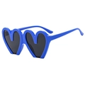 Fashionable heart-shaped blue sunglasses with dark lenses and UV protection - Blue Frame Grey Lens