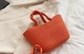 Handmade woven cotton rope handbag in bright orange, summer casual style for women - Small Orange